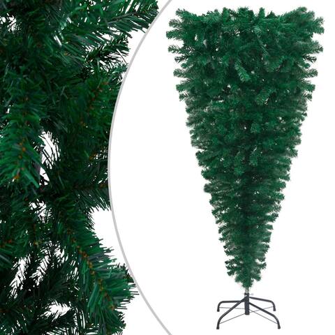 vidaXL Upside-down Artificial Christmas Tree with Stand Green/White 5/6/7/8 ft