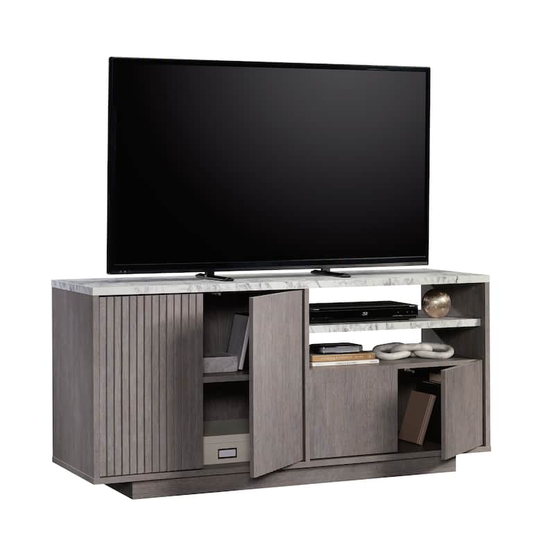 Wood Credenza for TVs up to 65" with Concealed Storage, Brown - 59.06" W x 18.43" D x 27.56" H