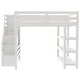 preview thumbnail 29 of 30, Wooden Loft Bed Frame with 4-tier Storage Shelf, Small Wardrobe, White LED Light and Storage Staircase, Space Saving Storage Bed
