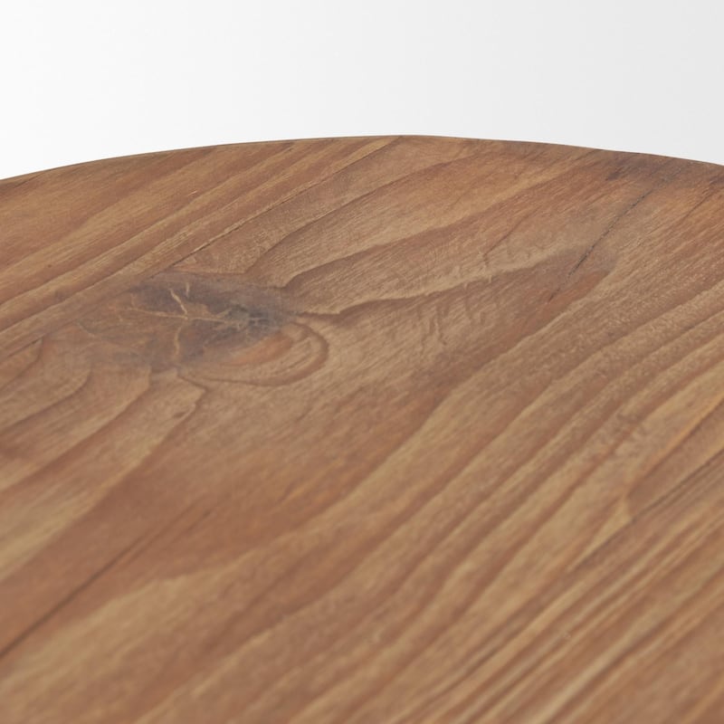 Tahlia Round Natural Brown Wood w/ Angled Legs Stool