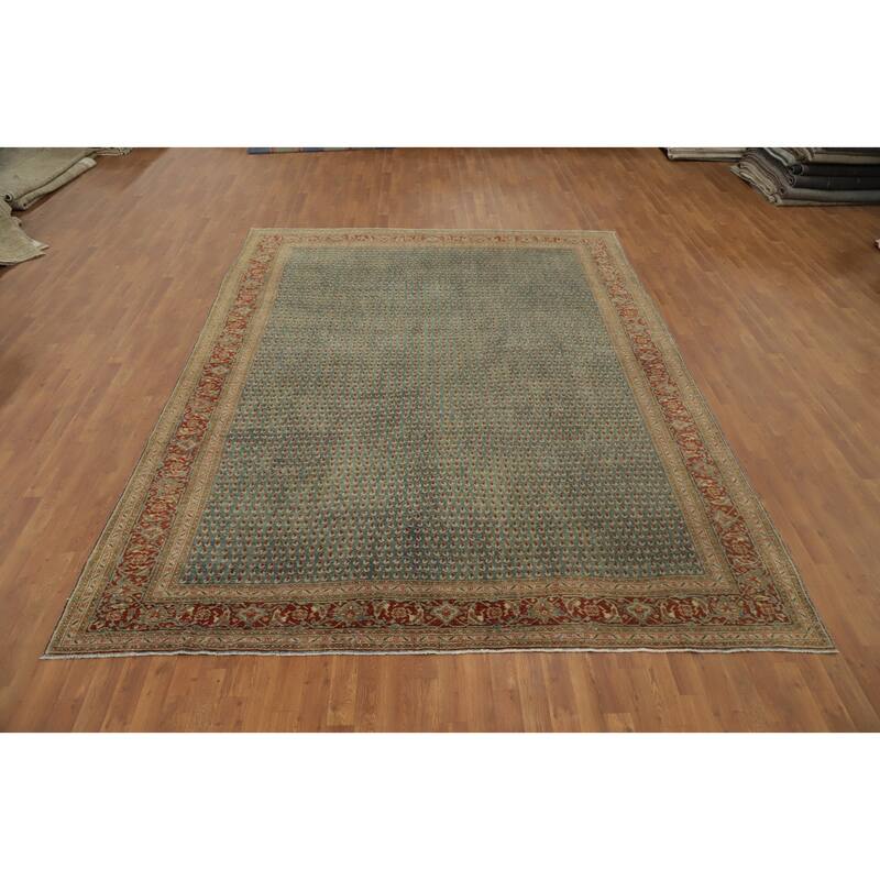 Hand Knotted Oriental 100% Wool Carpet Traditional All-Over Navy Blue & Blues Mahal Area Rug - 11' 4'' X 8' 8''