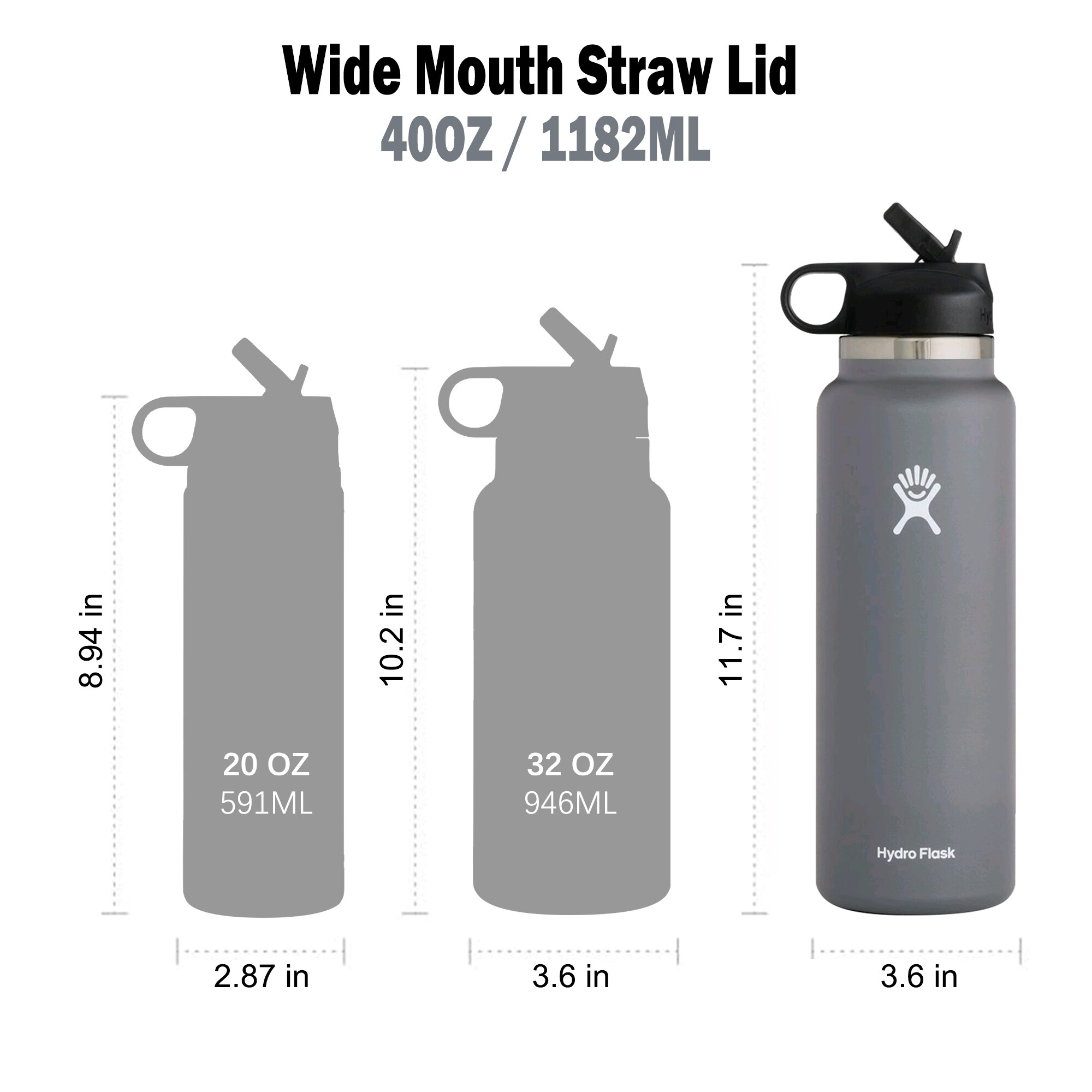 Hydro Flask 40oz Wide Mouth Bottle, White