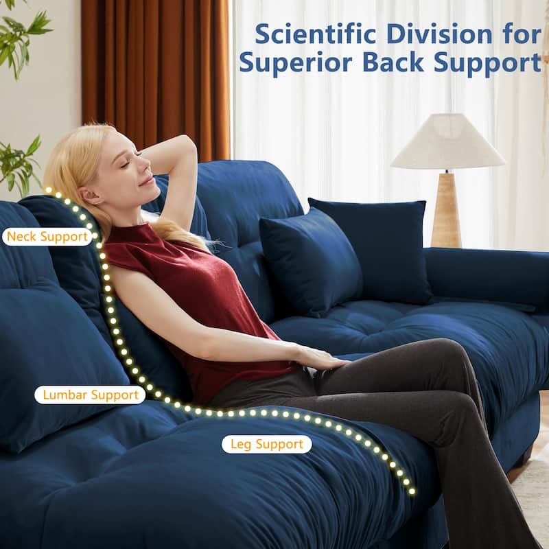 Oversized 4-Seater Velvet Modular Sectional Sofa, 166" U-Shaped Couch Set with Ottoman, Modern Tufted Upholstered Sofa