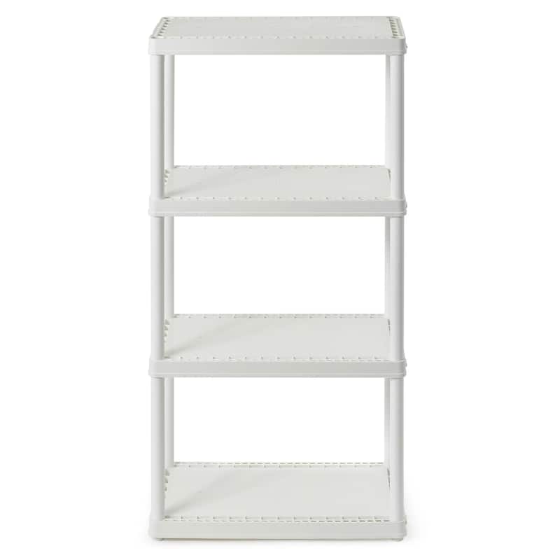 Gracious Living 4 Shelf Fixed Height Solid Light Duty Home Storage Unit, White - 1 Pack
