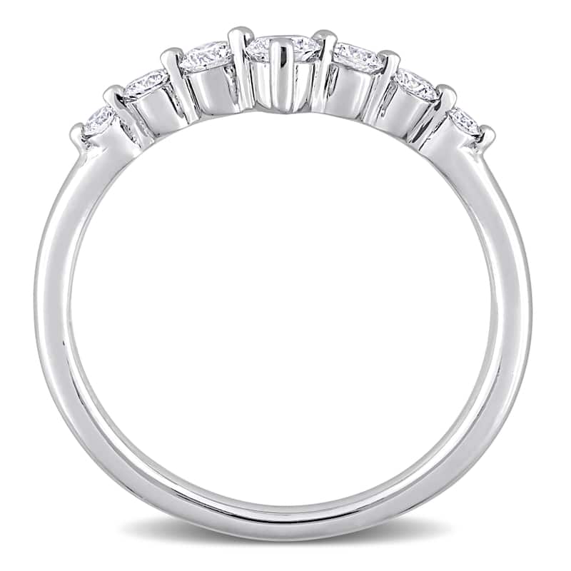 3/8ct TW Lab Created Diamond Semi-Eternity Ring in Platinum Plated Sterling Silver