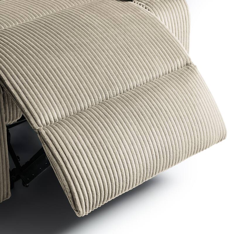 2 Set Corduroy Manual Recliner Glider Club Chair with Footrest