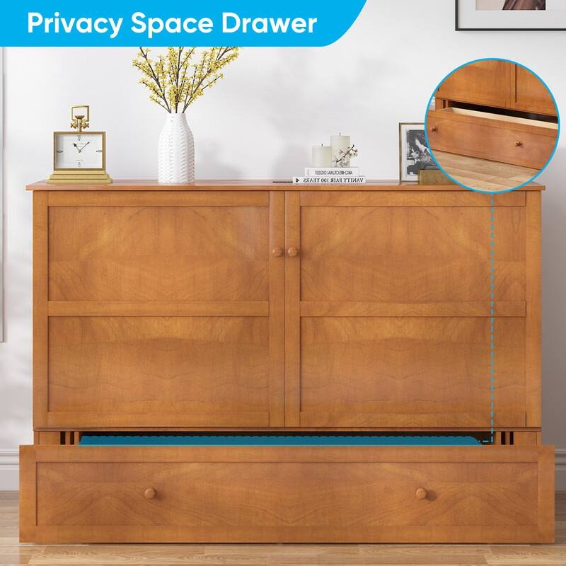 Mixoy Queen Horizontal Murphy Chest Bed with Mattress,Charging Station