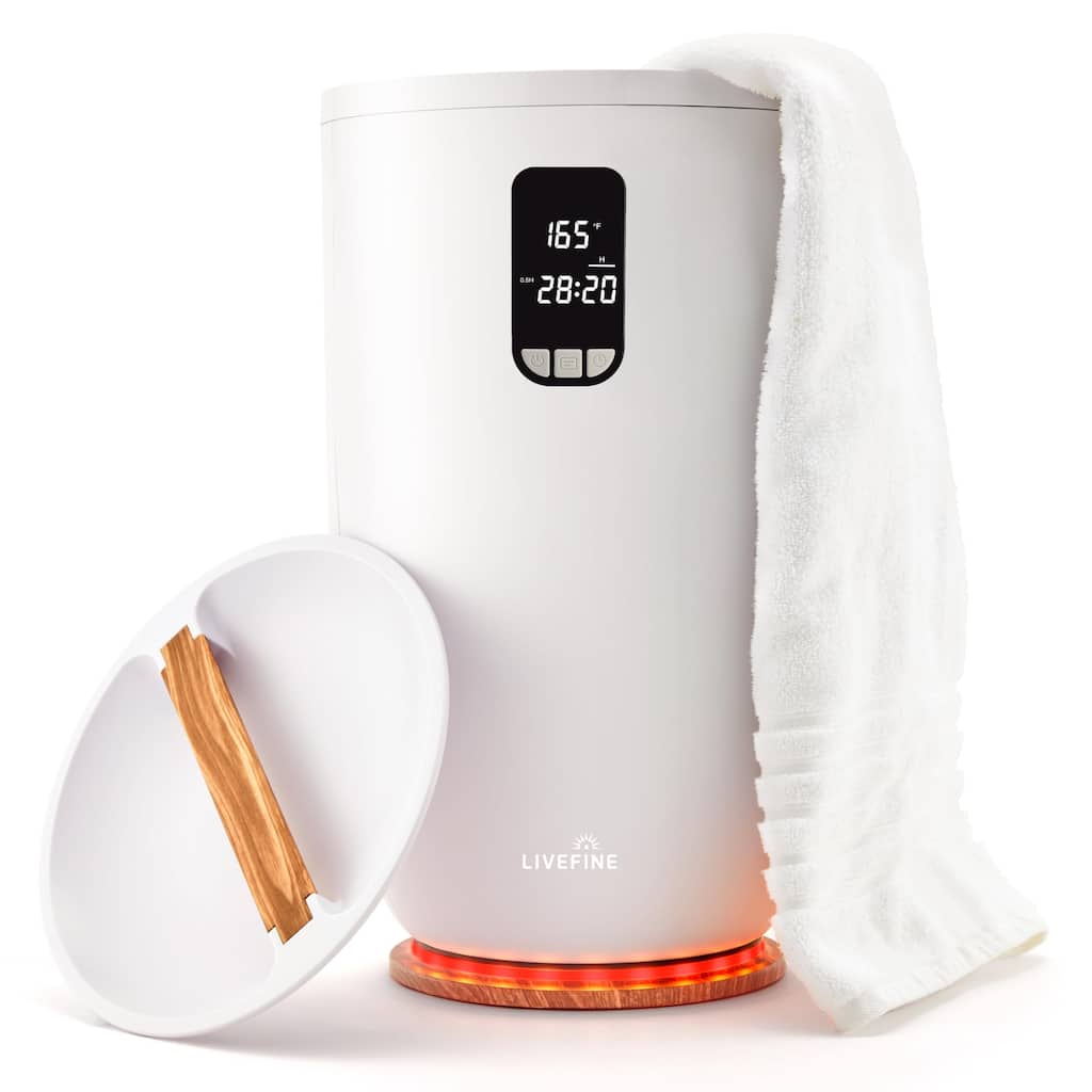 LiveFine Large Towel Warmer, Bucket Style W/Timer & Auto Shut-Off, Fits Two 40”x70” Towels - White