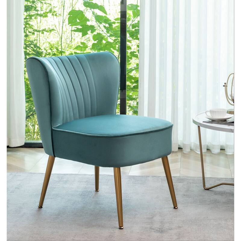 Sauter 23.2" Wide Mid-Century Modern Microfiber Accent Chair with Metal Leg - Teal