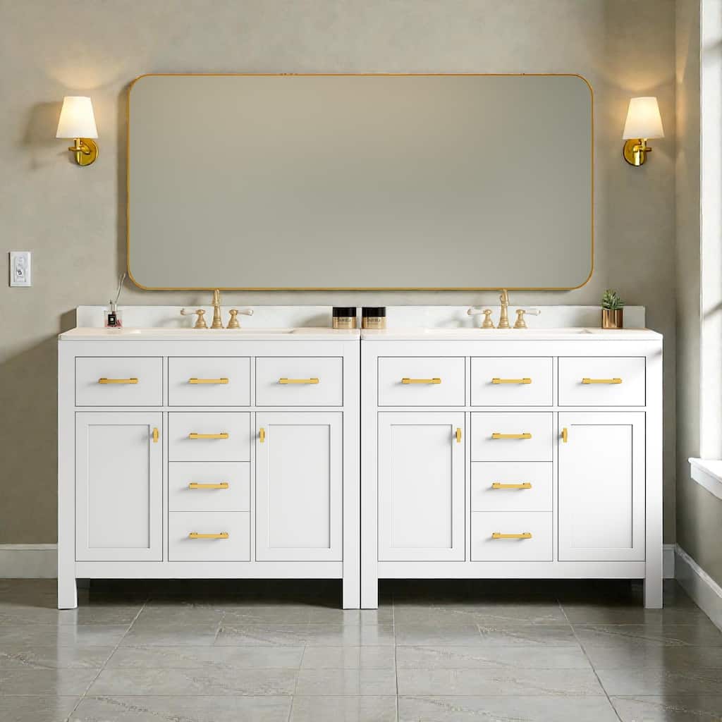 72 Inch Bathroom Vanity Set with Ceramic Sink, Modern Freestanding Storage Cabinet with Drawers and Soft Close Doors