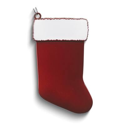 Curata Pewter Red Engraveable Stocking Ornament - 3.5x2.75"