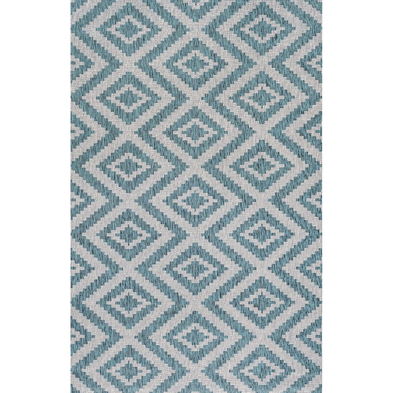 JONATHAN Y Vine Diamond Tribal Indoor/Outdoor Area Rug - 4 X 6 - Blue/Gray