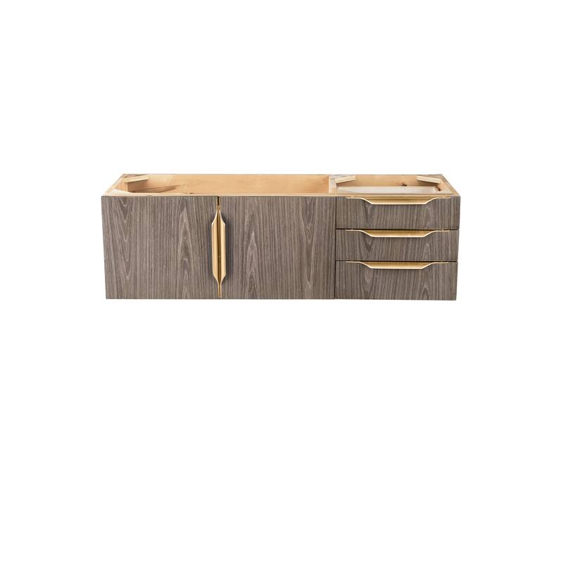 James Martin Vanities Mercer Island 48" Single Vanity, Ash Gray with Radiant Gold Hardware - Base Only - No Countertop