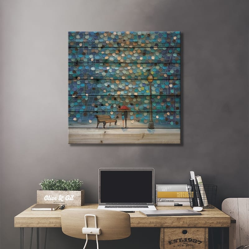 Night Lovers Print On Wood by Ekaterina Ermilkina - Multi-Color