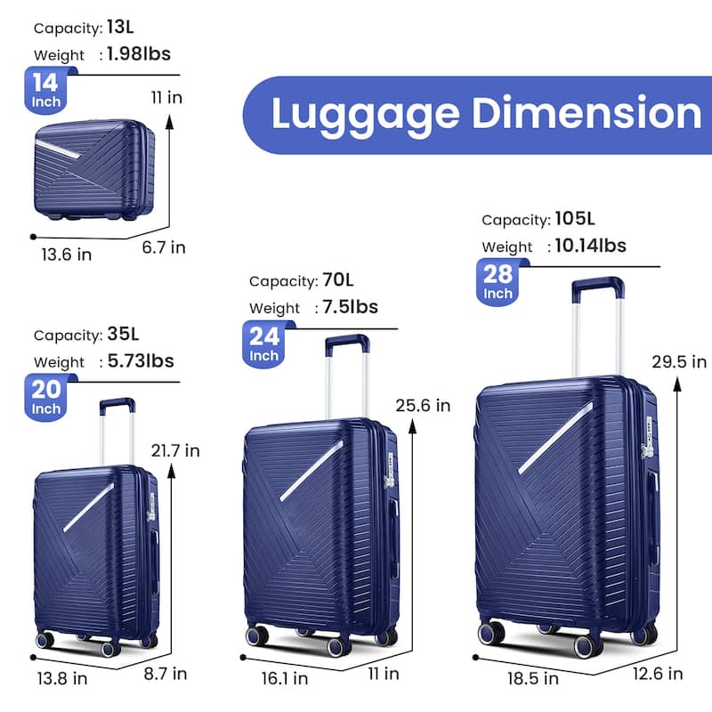 Luggage Sets 4 Piece(14/20/24/28)