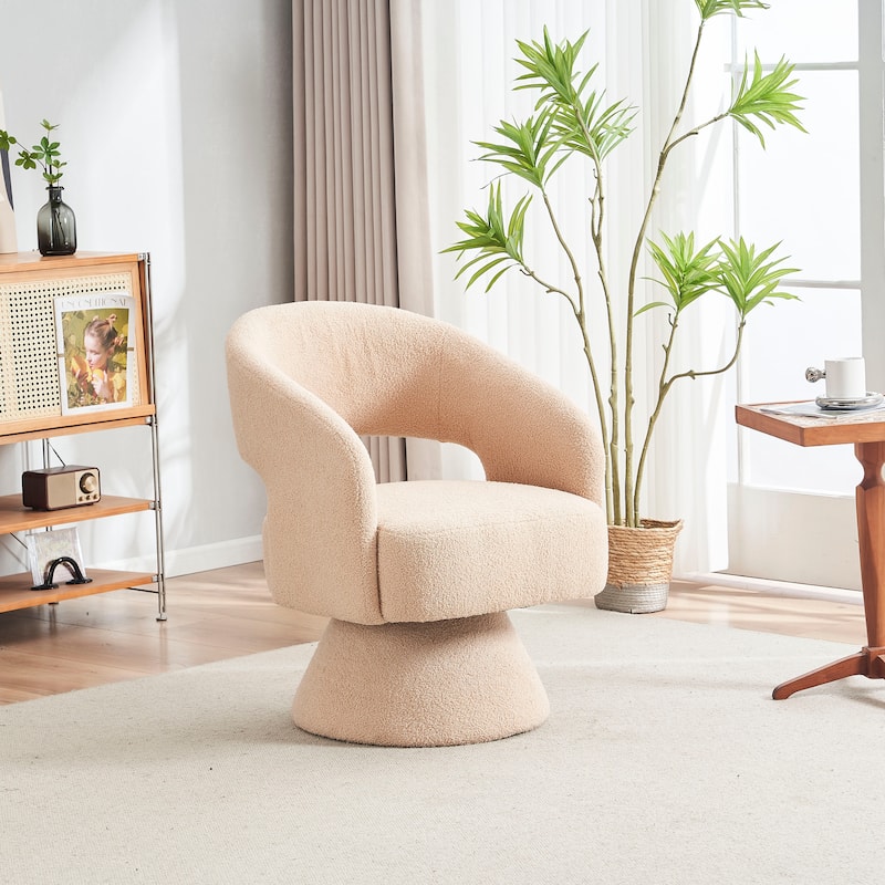 Swivel Accent Chair Armchair, Round Barrel Chair in Fabric for Living Room Bedroom