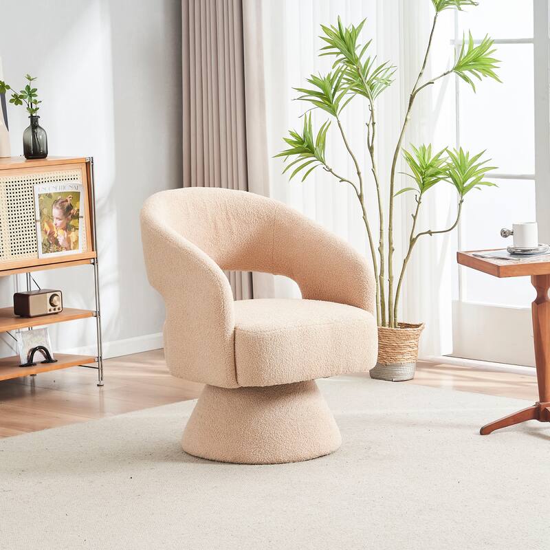 Swivel Round Barrel Accent Armchair for Living Room, Bedroom - Cream