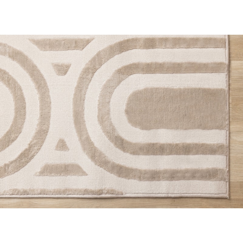 Neutral Cream Beige Arches Modern Area Rug, 5'3" x 7'7"