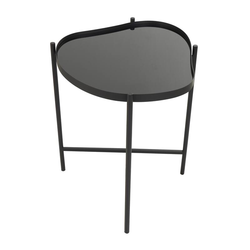 Metal Abstract Wavy Side End Accent Table with X-Shaped Base - Black - Roche River Decor