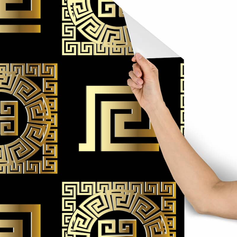 Black and Gold Greek Removable Wallpaper - 10'ft H x 24''inch W
