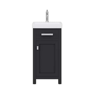 Mia 18 In. Integrated Ceramic Sink Top Vanity in Espresso with Modern Single Faucet