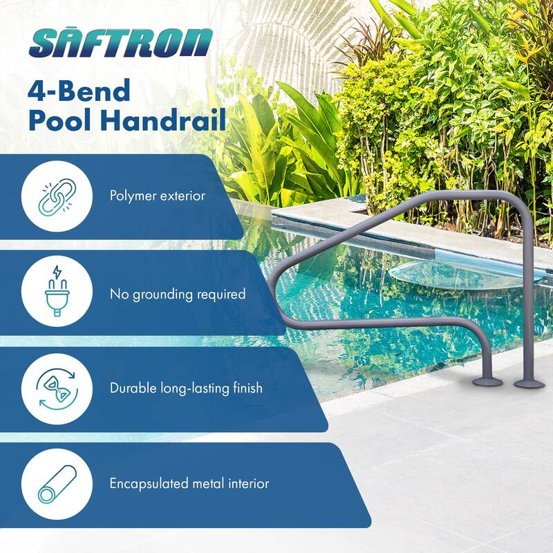 Saftron 48"x32" 4 Bend Figure 4 InGround Pool Return to Deck Rail, Graphite Gray - 17.5