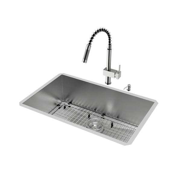 Vigo Vg15247 30 Single Basin Undermount Kitchen Sink With Lincroft Stainless St Stainless Steel N A