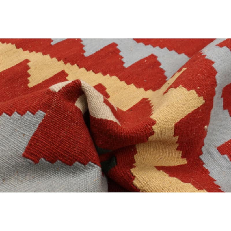 ECARPETGALLERY Flat-Weave Sivas Red Wool Kilim - 4'0 x 5'10
