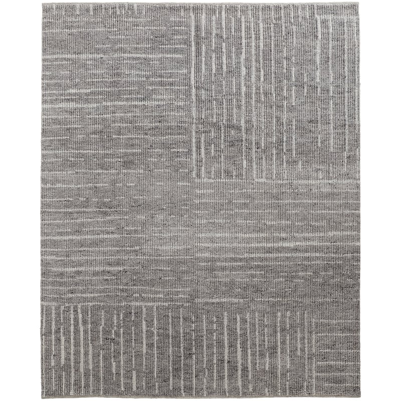 Rheed Minimalist Eyelash Wool Rug, Silver Gray/Ivory, Accent Rug - 3'-6" x 5'-6" - Cool Gray/Silver Gray/Ivory