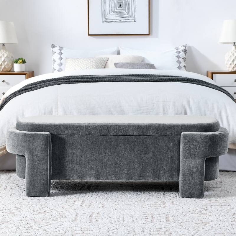 Chenille Upholstered Bench