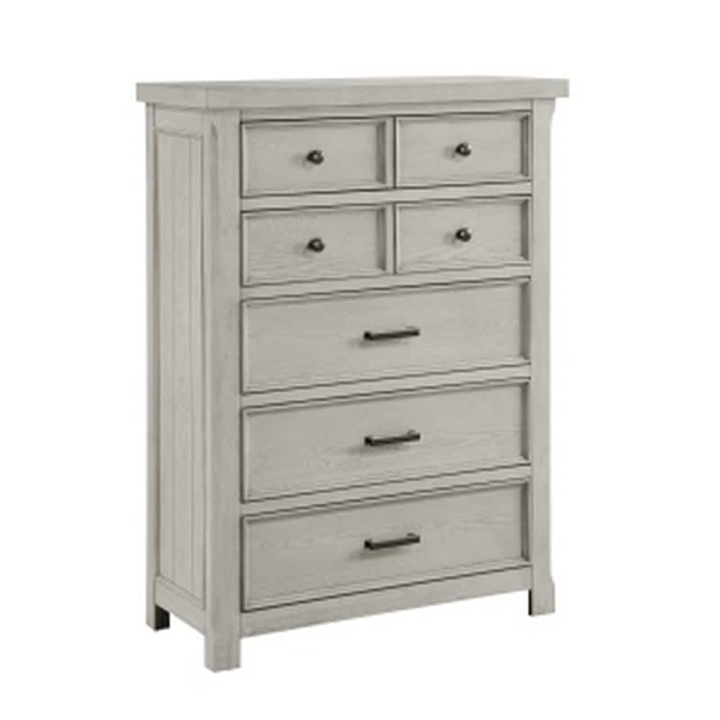 Myna 57 Inch Tall Dresser Chest with 7 Drawers, Rustic White Oak Veneer