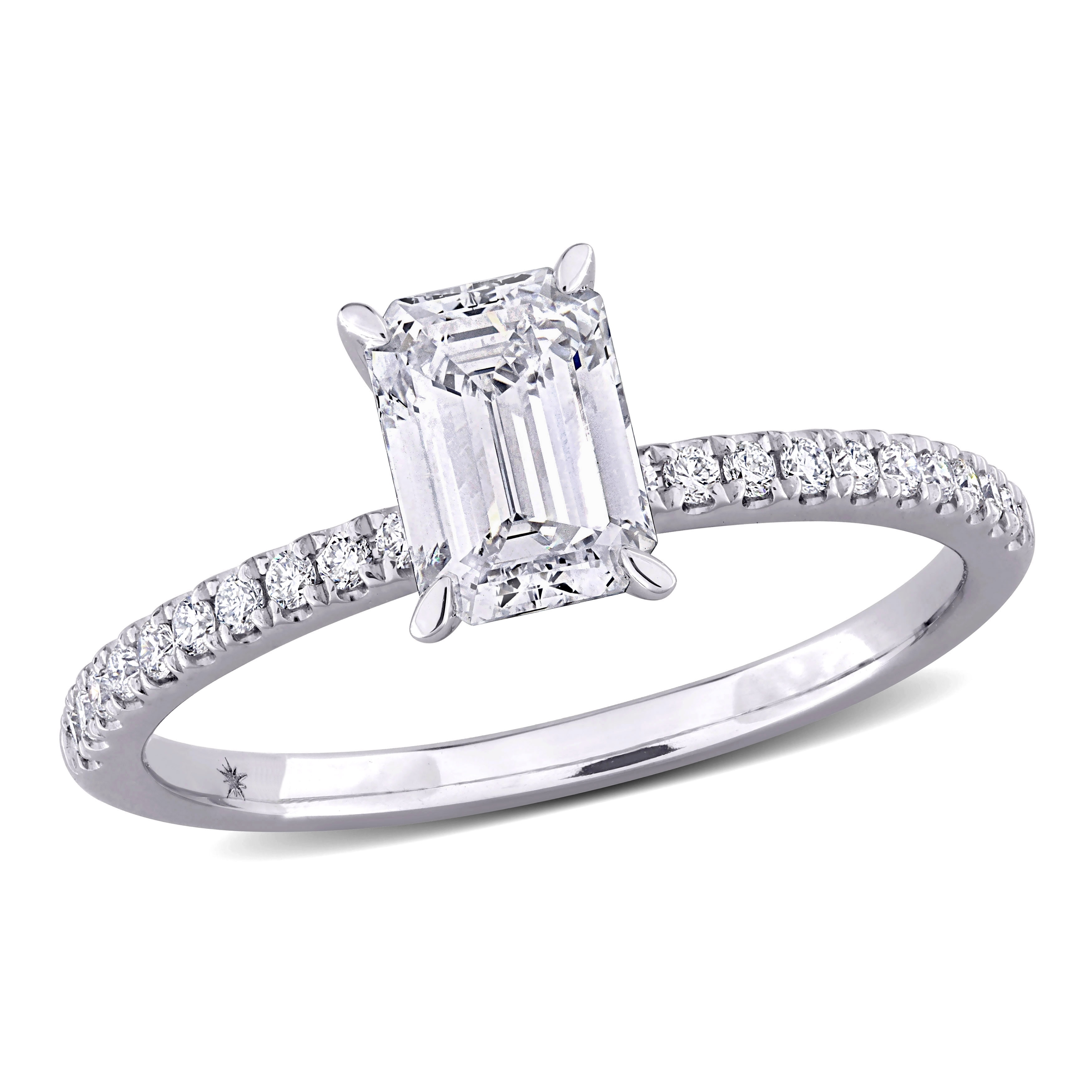 Miadora 1 1/6ct TDW Emerald-Cut Lab-Grown Diamond Engagement Ring 14k White Gold