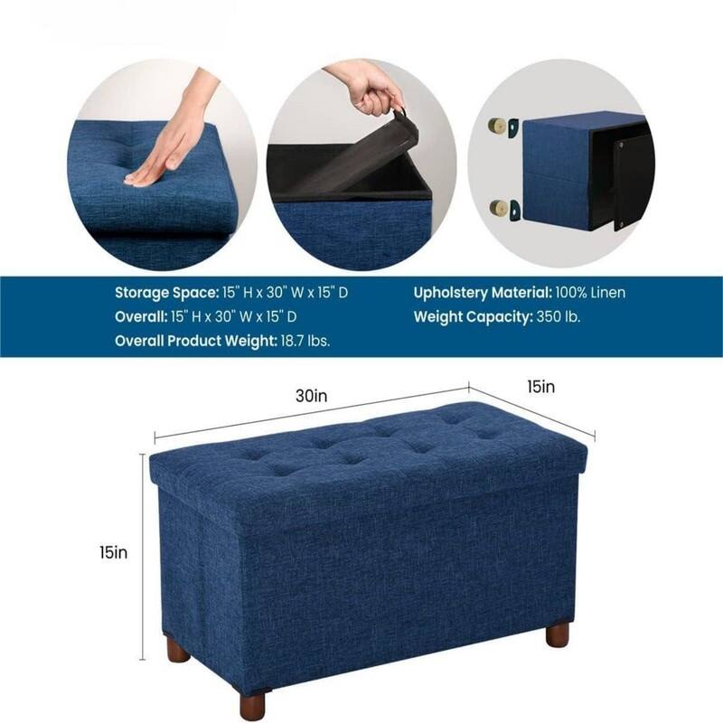 30 Inches Storage Ottoman Bench