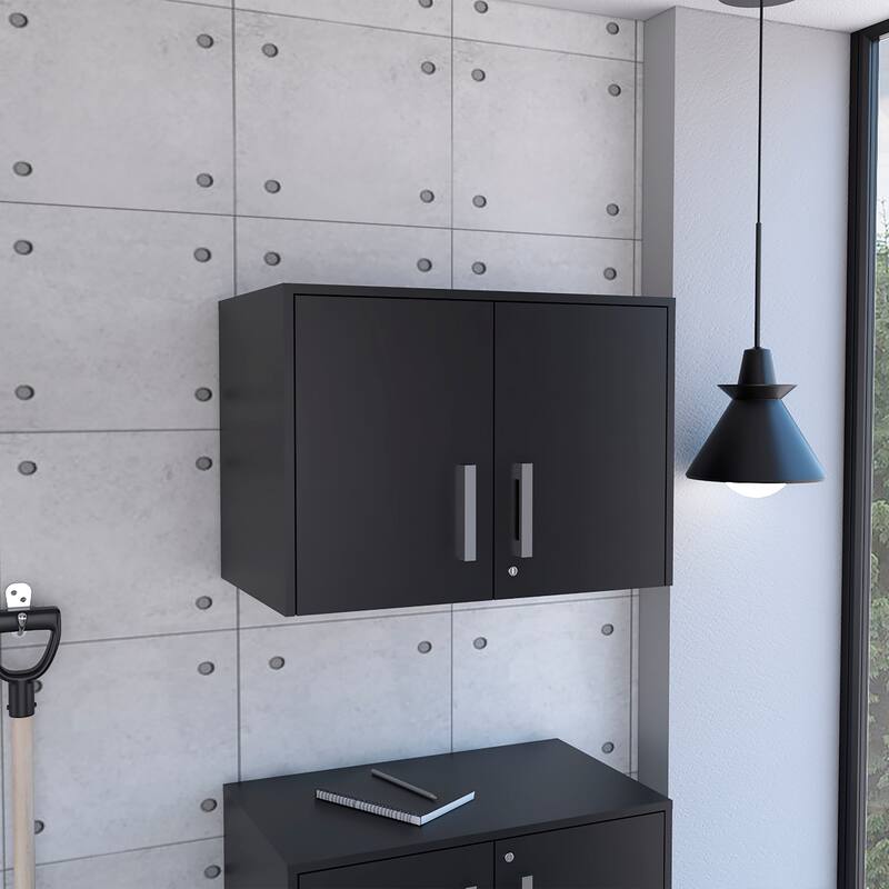 Medford 2-Door Rectangle Wall Cabinet Black Wengue - Black