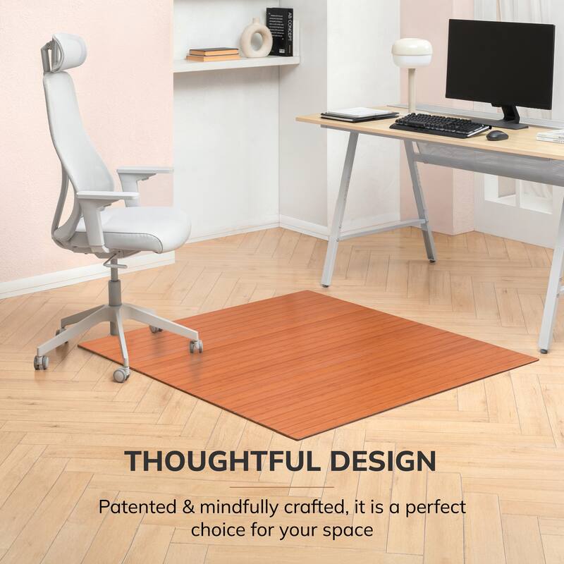 Jani Eco Bamboo Roll-Up Rectangular Chair Mat - Durable and Eco-Friendly Floor Protector