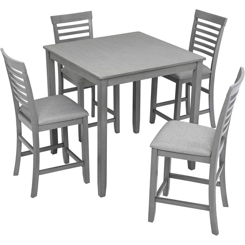 5-piece Wood Dining Counter Height Table and Chair Set