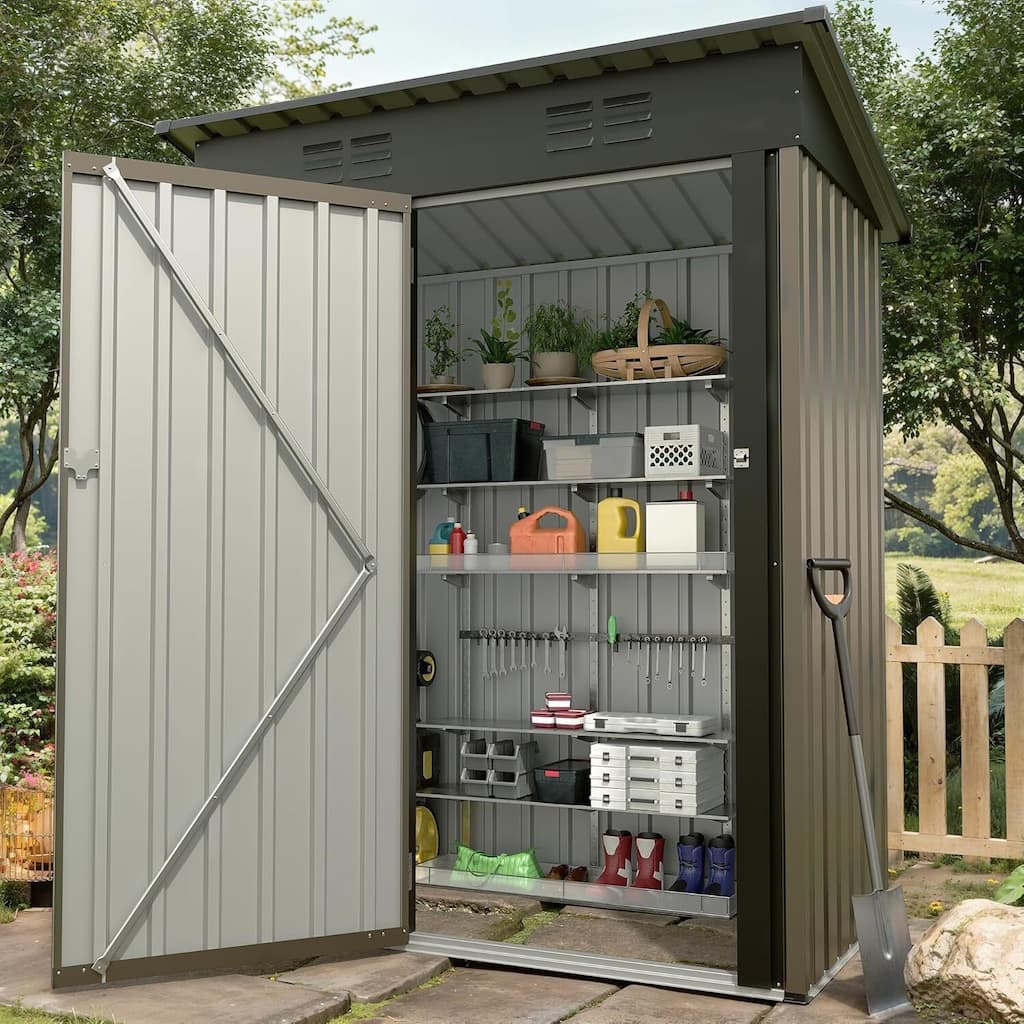 5×3FT Storage Shed Metal Tool Garden Shed for Garden, Backyard, Patio