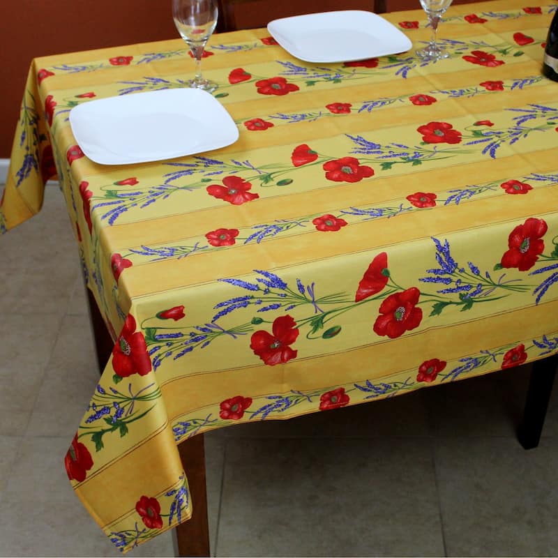 Wipeable Spill Resistant Provencal Cotton Cannes Collection Tablecloth