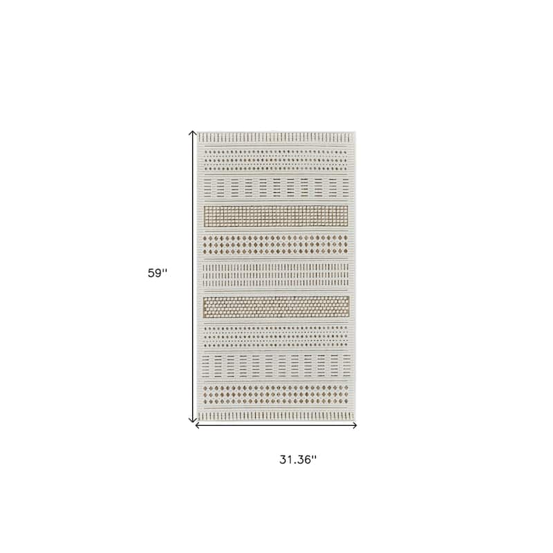 Bave Sleek Geometric Weather Resistant Sleek Contemporary Outdoor Rug - 3' x 5'