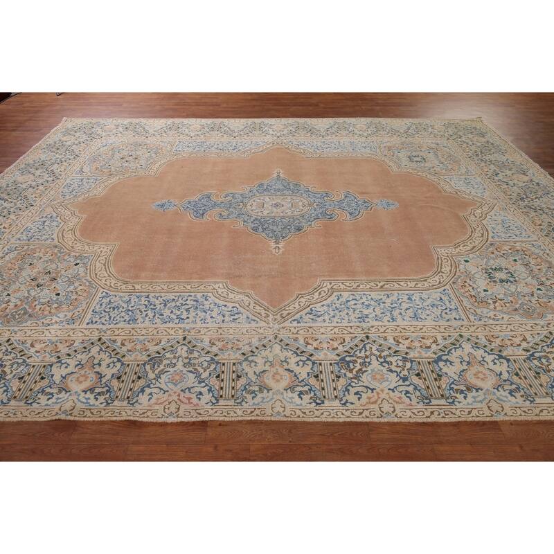 Kerman Vintage Persian Area Rug Handmade Wool Carpet - 9'5" x 12'11"