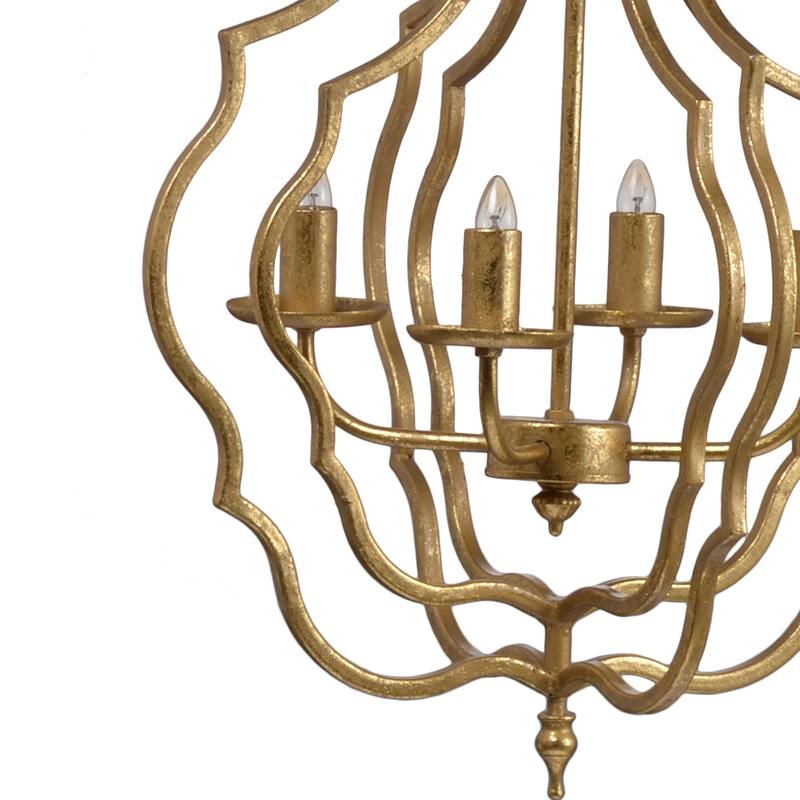 4 - Light Metal Chandelier, Hanging Light Fixture with Adjustable Chain for Kitchen Dining Room Foyer Entryway,Bulb Not Included
