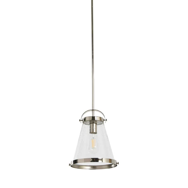 Robert Stevenson Lighting Wesley - Metal and Seedy Glass Ceiling Light - Antique Polished Nickel