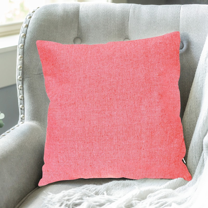 Chambray Cushion With Zipper Coral 18 X 18 - Set of 2