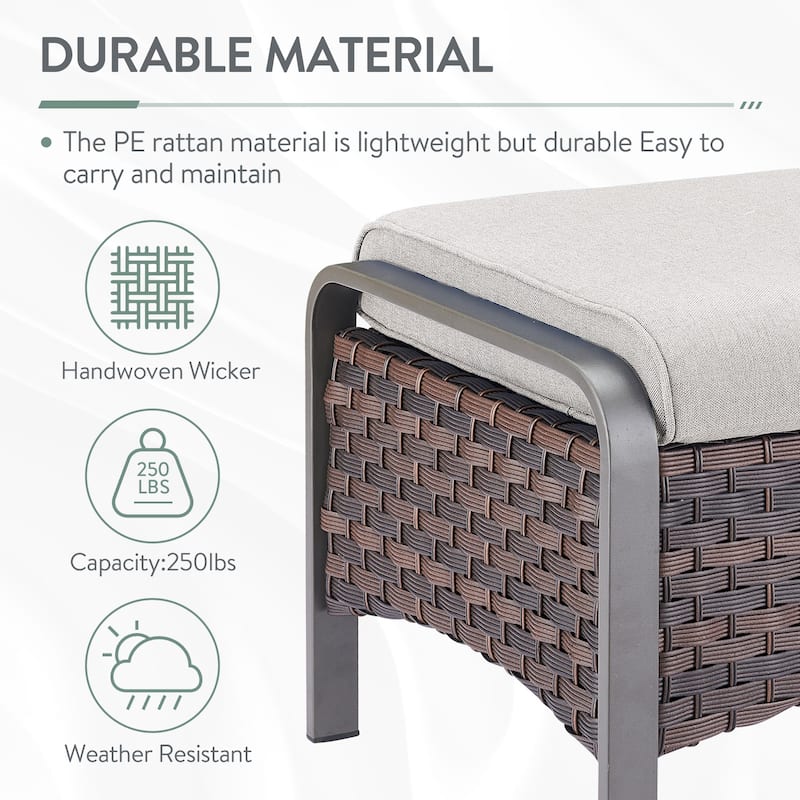 Outside Patio Wicker Ottoman with Cushion