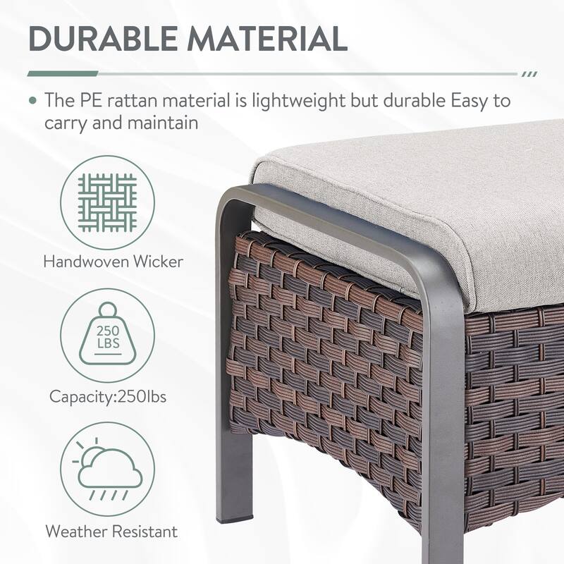 Patio Furniture Outdoor 3 Seater Sofa with Ottoman Set