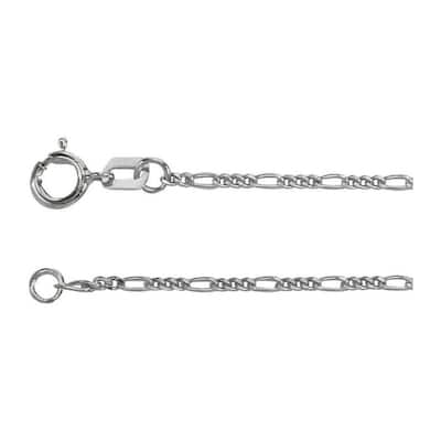 Curata 14k White Gold 1.28mm Figaro Chain Necklace (Spring-ring)