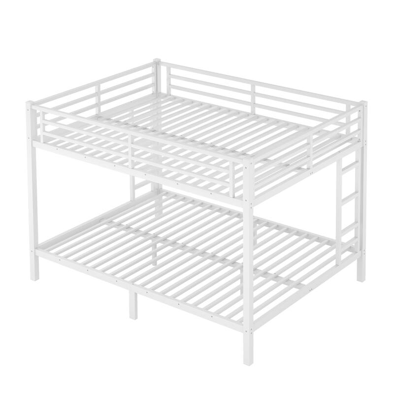 Queen Over Queen Metal Bunk Bed for Teens & Adults, Sturdy Space-Saving Design with Noise Reduction