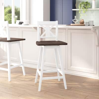 Commercial 360 Degree Swivel Wood Bar Height Stool