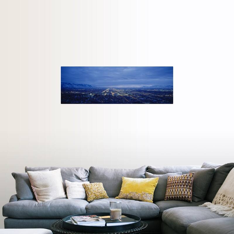 "Aerial view at dusk, Salt Lake City, Utah" Poster Print - Multi - 48 x 16
