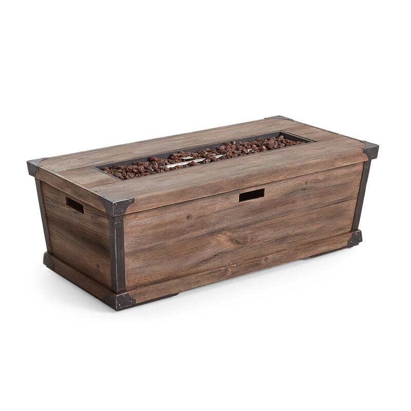 56 in. W x 26.25 in. D x 18.75 in. H Rectangle Propane Burning Outdoor Fire Pit in Brown